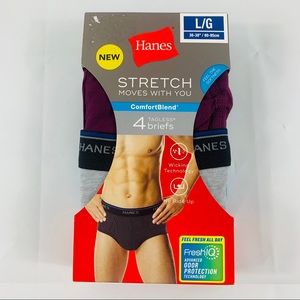 Hanes 4 pair of Tag Less Comfort Briefs Size Large